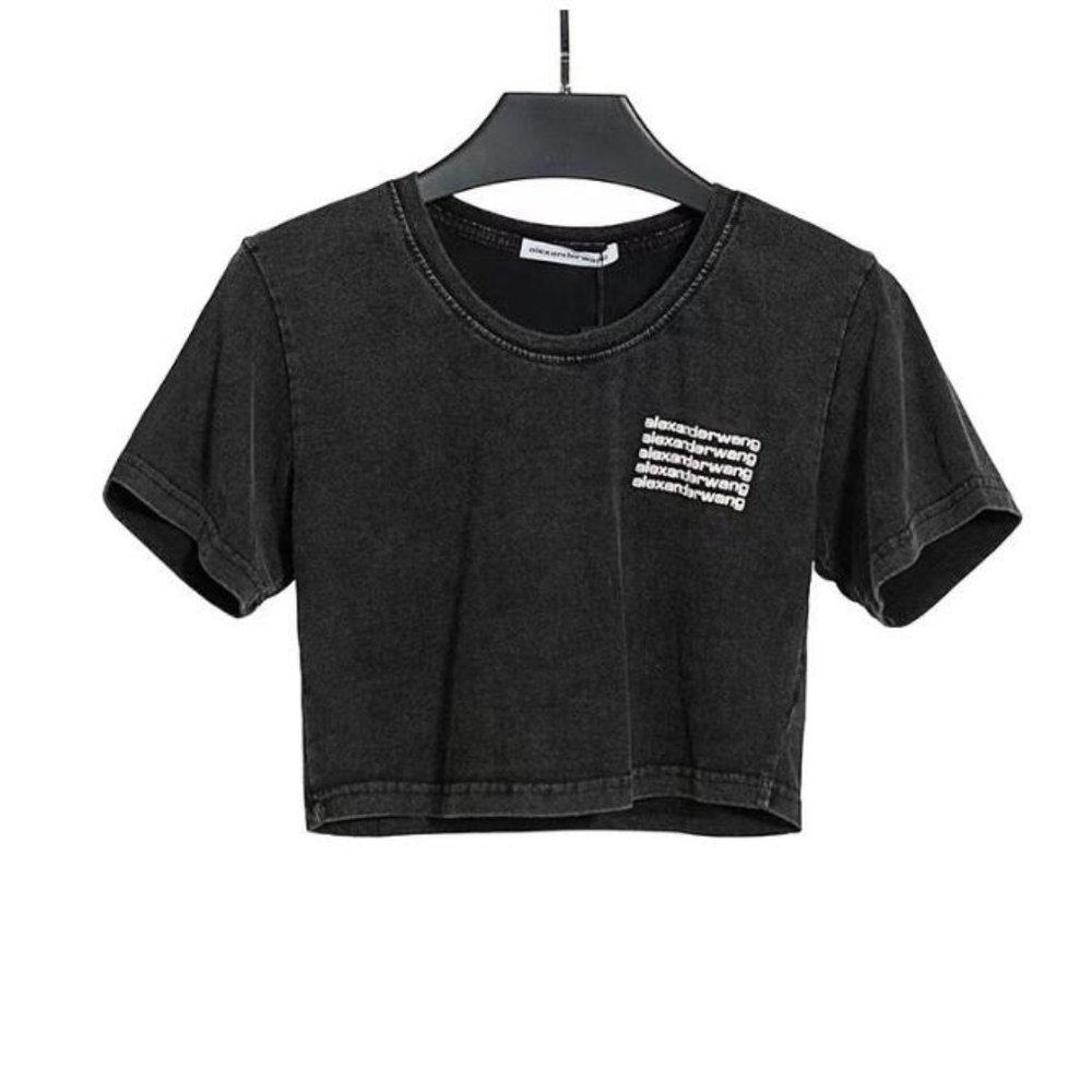 Alexander Wang women's black Crop T-shirt